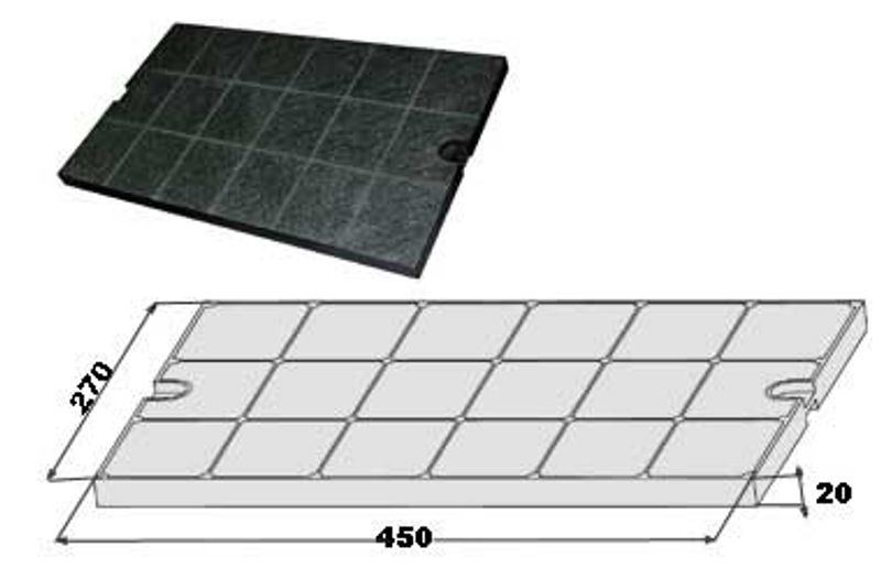 450x270x20 Firkantet kullfilter